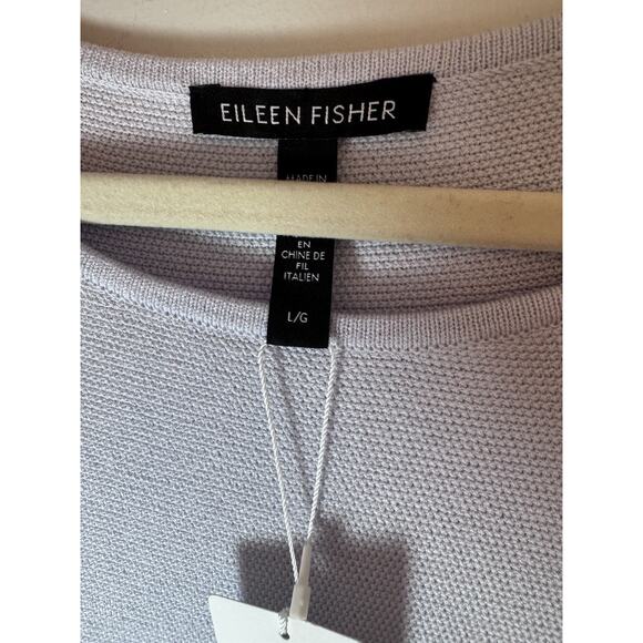 Eileen Fisher Tencel Stretch Round Neck Knit Top HYACINTH Blue Sz Large NWT $248 - Picture 6 of 9